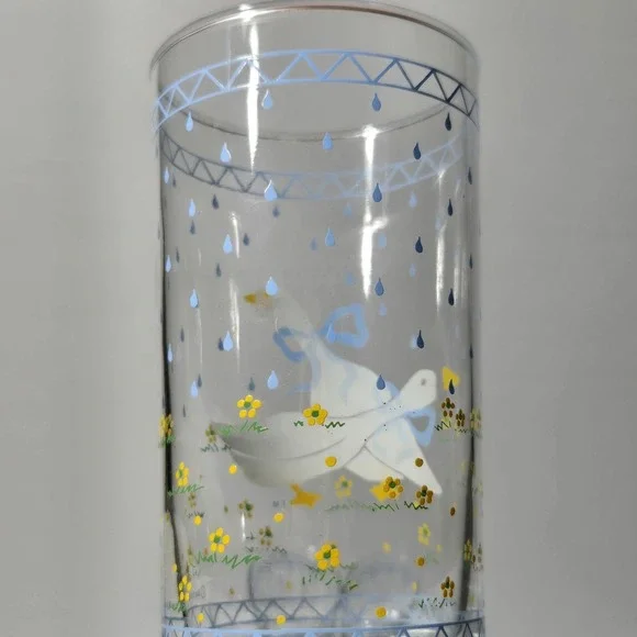 VINTAGE Set OF 6 FARM COUNTRY Goose Glass Tumblers 1987 Anchor Hocking Blue Bow - Picture 4 of 10